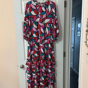 Zadie B's Adele Ruffled Maxi dress - Colorful Leaf Print